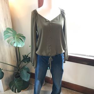 Long Sleeve Olive Green Top